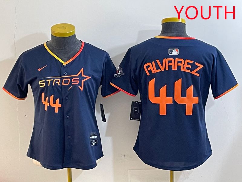 Youth Houston Astros #44 Alvarez Drak Blue Three generations Joint Name 2025 Nike MLB Jersey style 4105->youth mlb jersey->Youth Jersey